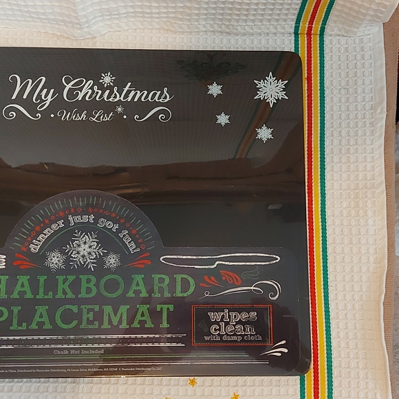 NWOT Set of 2 My Christmas Wishlist Chalkboard placements in sealed package - Picture 2 of 4